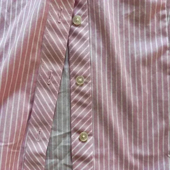 Talbots Perfect Shirt Elbow Length Stripes Floral Pink White No Iron NWT Size 6 - Picture 2 of 8